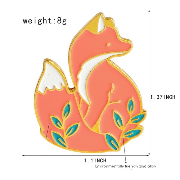 1 LEFT‼️ Set of 2 Matching Fox Pins Enamel Gold Silver Metal Brooch Pair Foxes - Picture 6 of 12